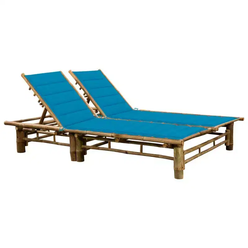 vidaXL Sun Lounger Natural bamboo, (cushions)
