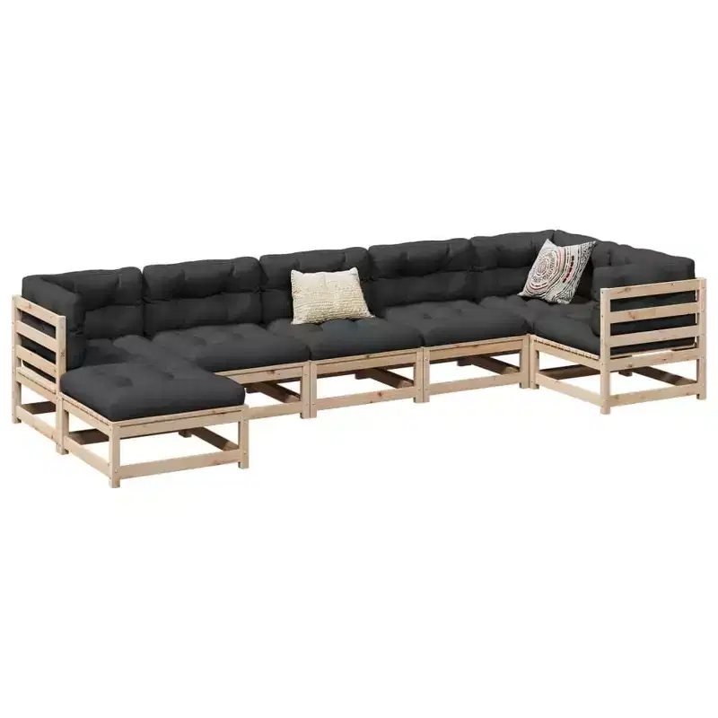 vidaXL Garden Sofa Set Natural Wood Solid Pine Wood Large Modular