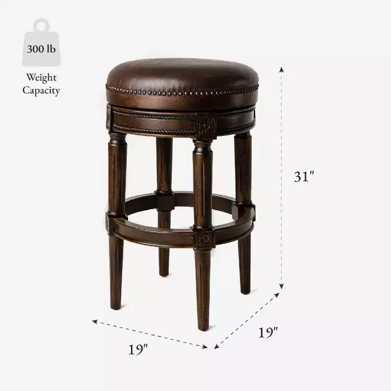 Maven Lane 31 Pullman Backless Swivel Bar Stools with Faux Leather