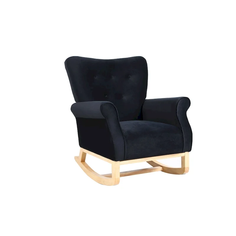Tufted Rocking Chair with Wood Legs