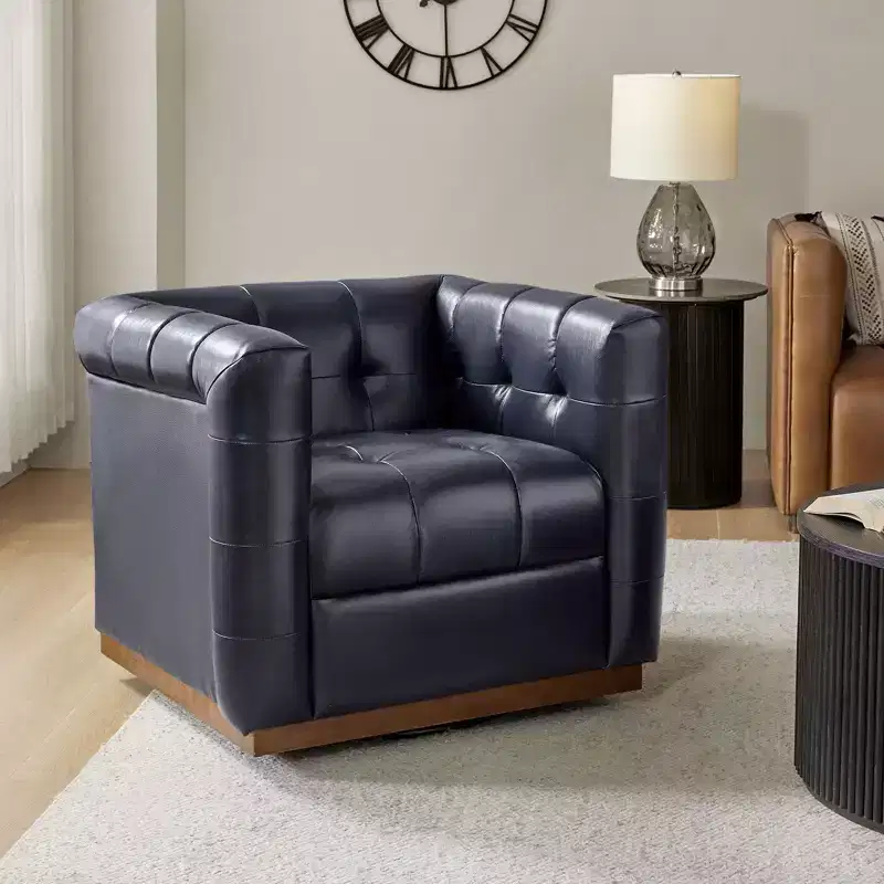 Frankie Modern Genuine Leather Swivel Club Chair| HULALA HOME