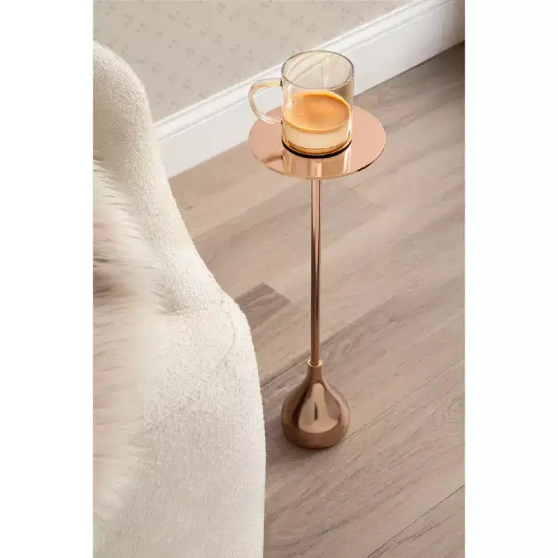 Metal Drink Table, Rose Gold, 7x7x20