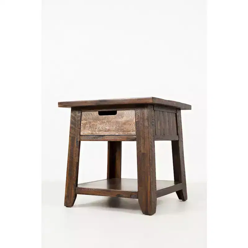 Jofran,Painted Canyon Rustic Solid Acacia End Table
