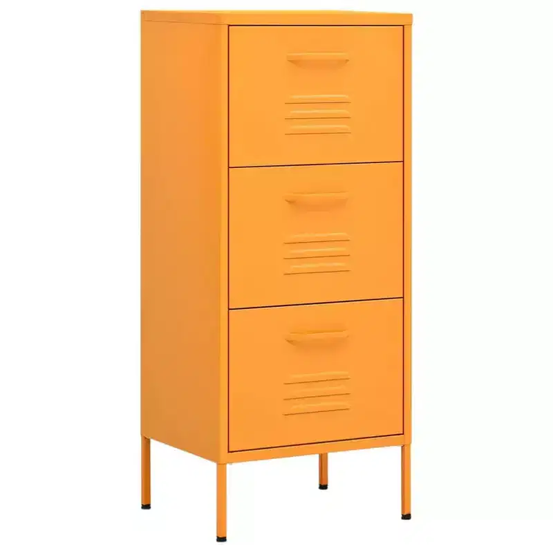 Steel Storage Cabinet with 3 Drawers – Mustard Yellow