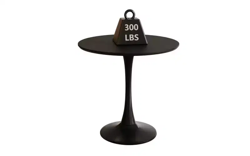JVNOXK 24 Inch Modern Mid-Century Round Table, Dining Table, Tulip Kitchen Table, Living Room Coffee Table, Oval Dining Table, Black