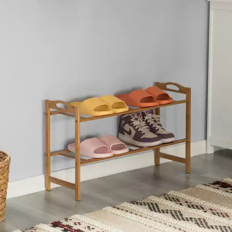 Basicwise Bamboo Storage Shoe Rack, Free Standing Shoe Organizer Storage Rack