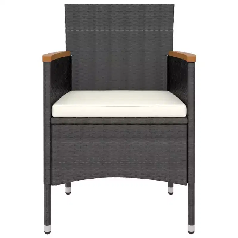 vidaXL 4 Piece Patio Chair and Stool Set Poly Rattan Black - Black