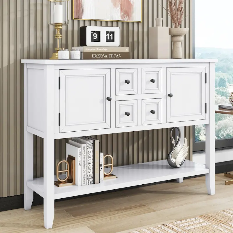Cambridge Series Vintage Console Table with Drawers and Cabinets - 15.00 x 46.00 x 34.00