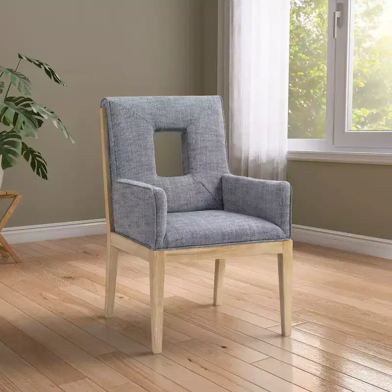 Meridian Furniture,Gwendolyn Linen Textured Fabric Dining Arm Chair