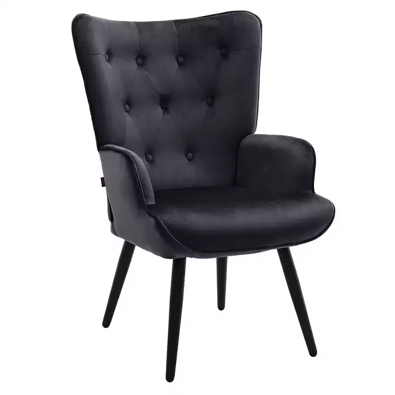 Modern Velvet Wingback Accent Chair with Arms
