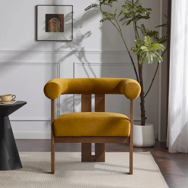 Gilbert Modern Upholstered Round Arm Accent Chair by Christopher Knight Home