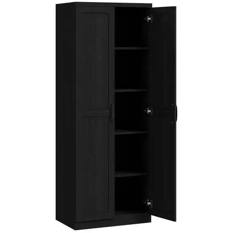 63 2-Door Kitchen Pantry, Freestanding Cabinet with 2 Adjustable Shelves for Dining Room