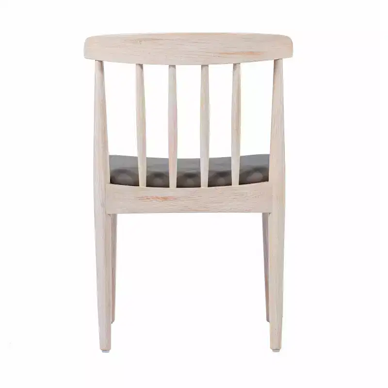 Set of 2 Solid Beechwood Dining Chairs Spindle Backrest Padded Vinyl Seat 500 lbs