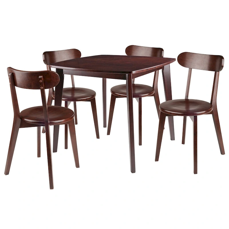 Dining Table with H-Leg Chairs, Walnut