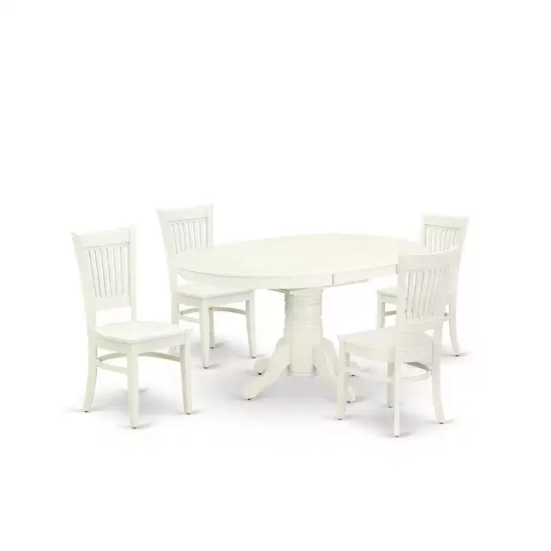 HomeStock AVVA5 Linen White 5 Piece Kitchen Table and Chair Set Modern Style