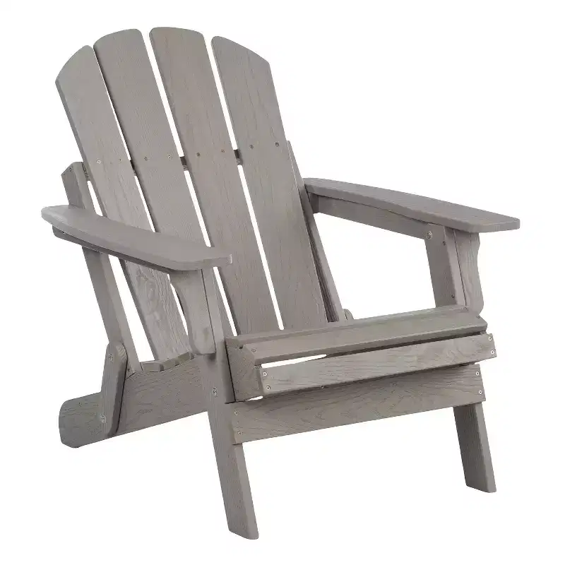 Oversized Embossed Wooden Folding Adirondack Chair with Pre-Assembled Backrest and Seatboard, Hemlock Wood, Weight Capacity 330 lbs for Garden or Deck