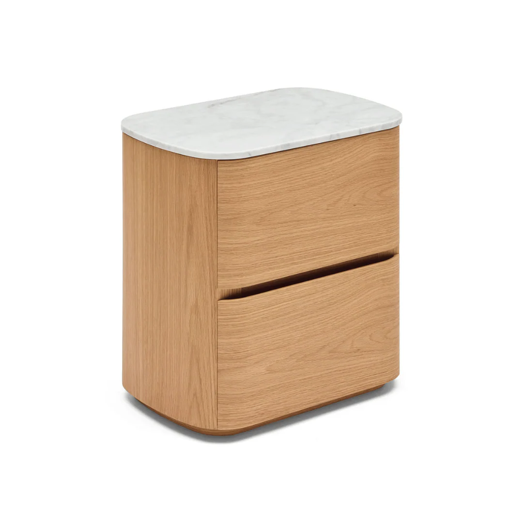 Natural Marble Bedside Table with Soft Close and Storage for Bedroom