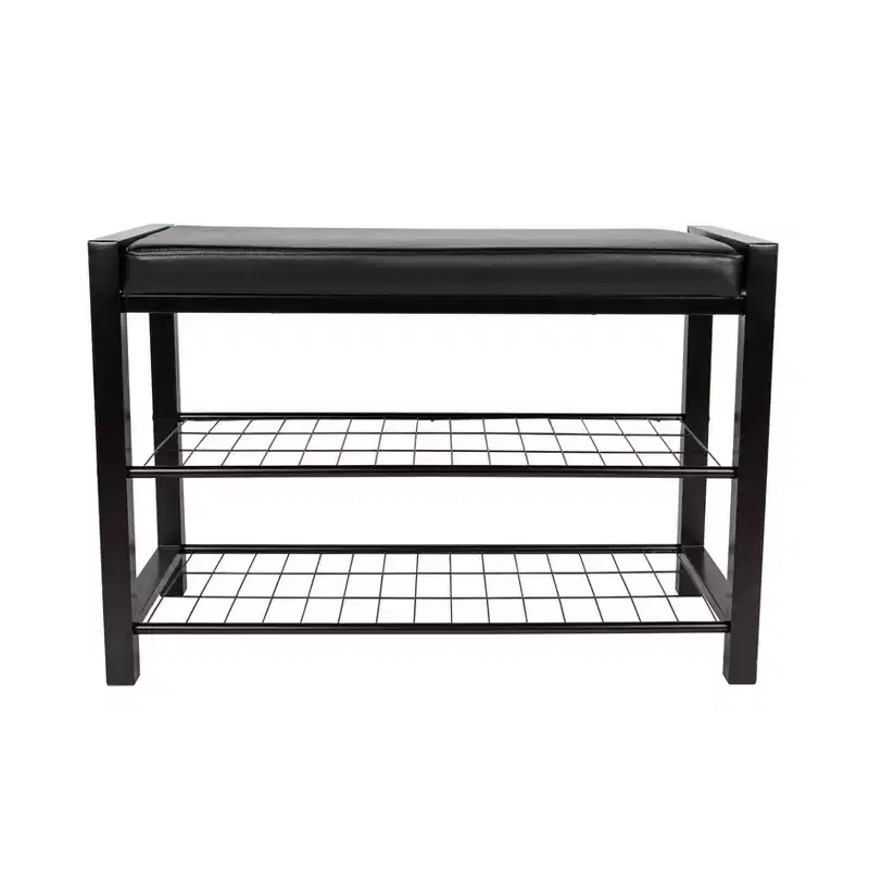 27 Leatherette Entryway 2 Racks Shoe Bench - Danya B.