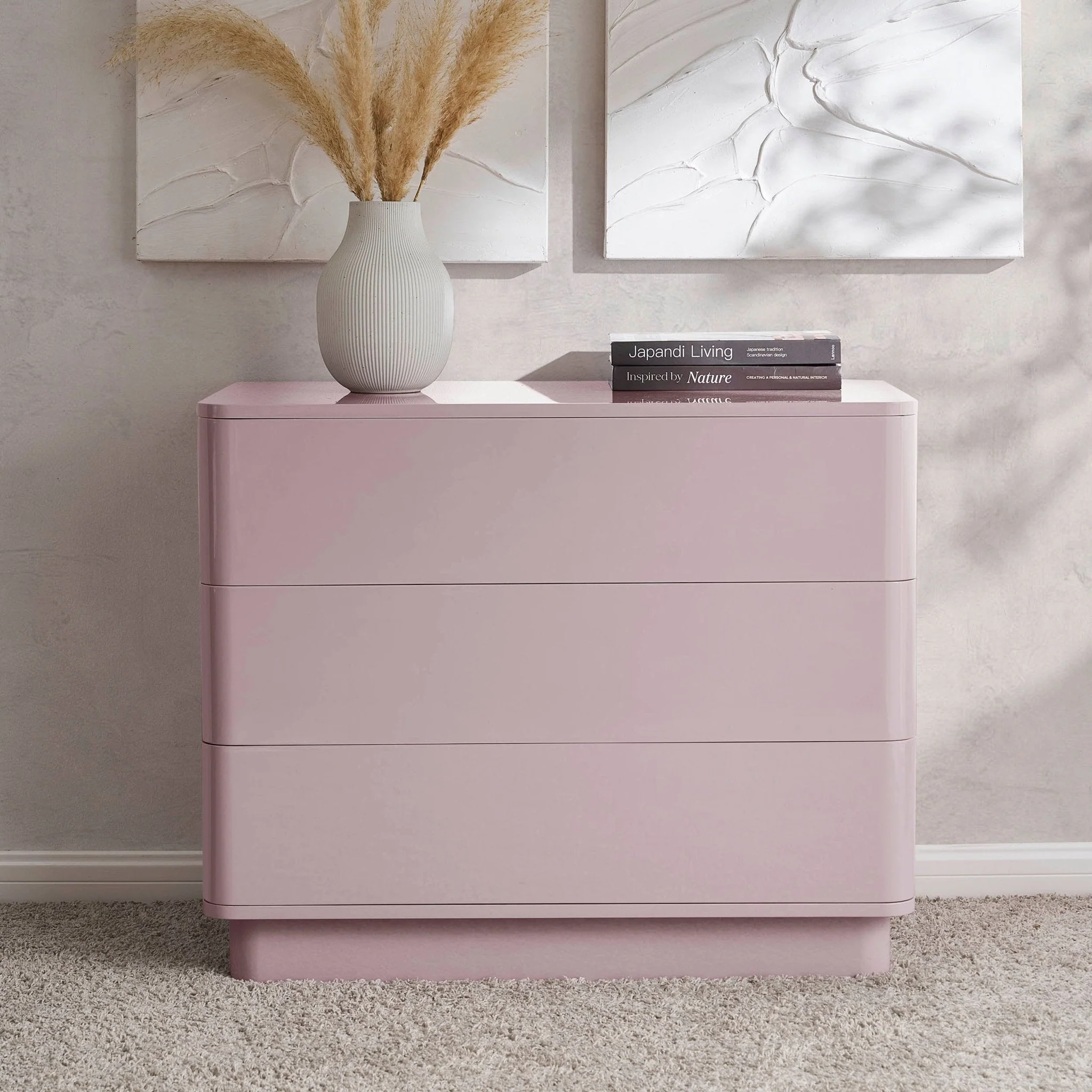 High Gloss 3 Drawer Chest - Violet Ice