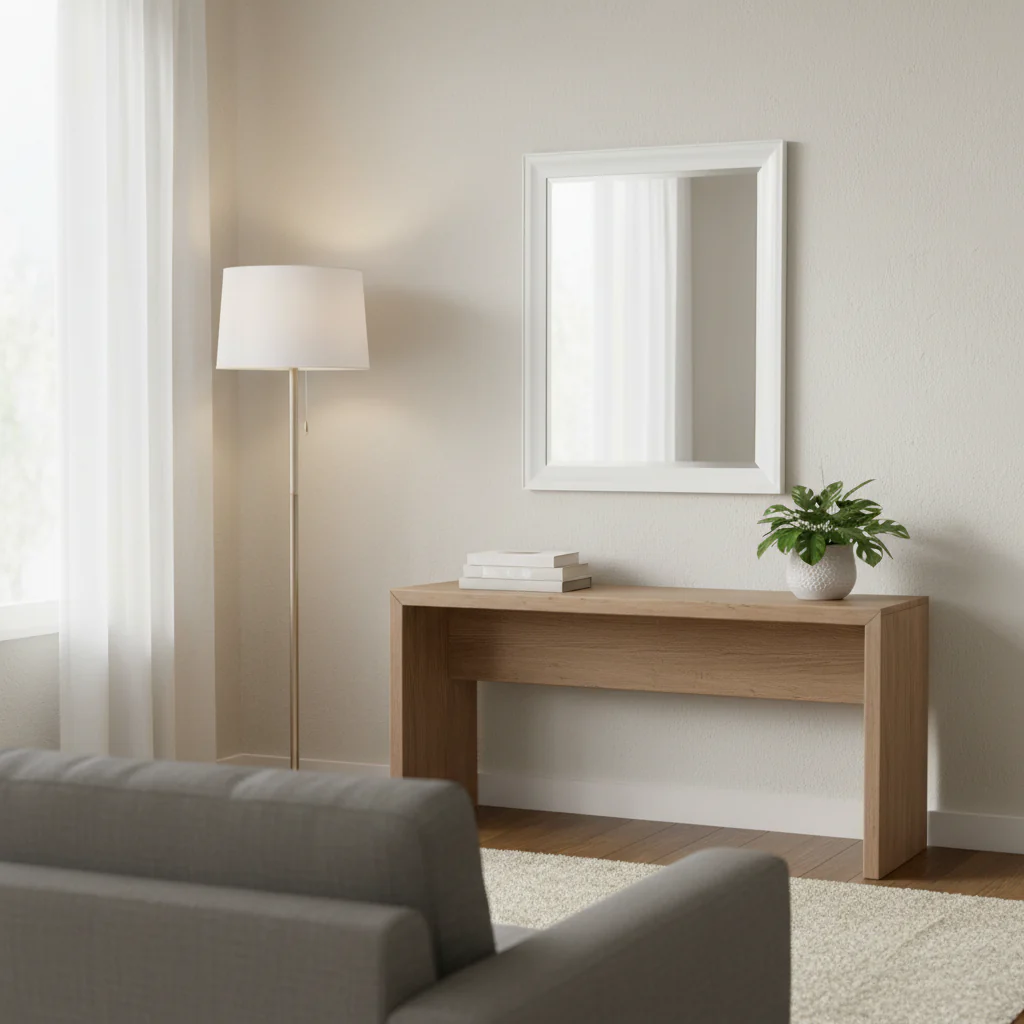 Kalla Rectangle Bathroom Wall Mirror - Matte White Frame, 21.5