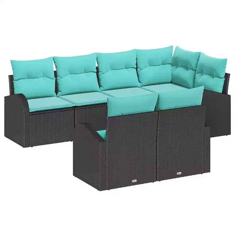 vidaXL Garden Sofa Set with Cushion 7 pcs Brown Poly rattan - Brown