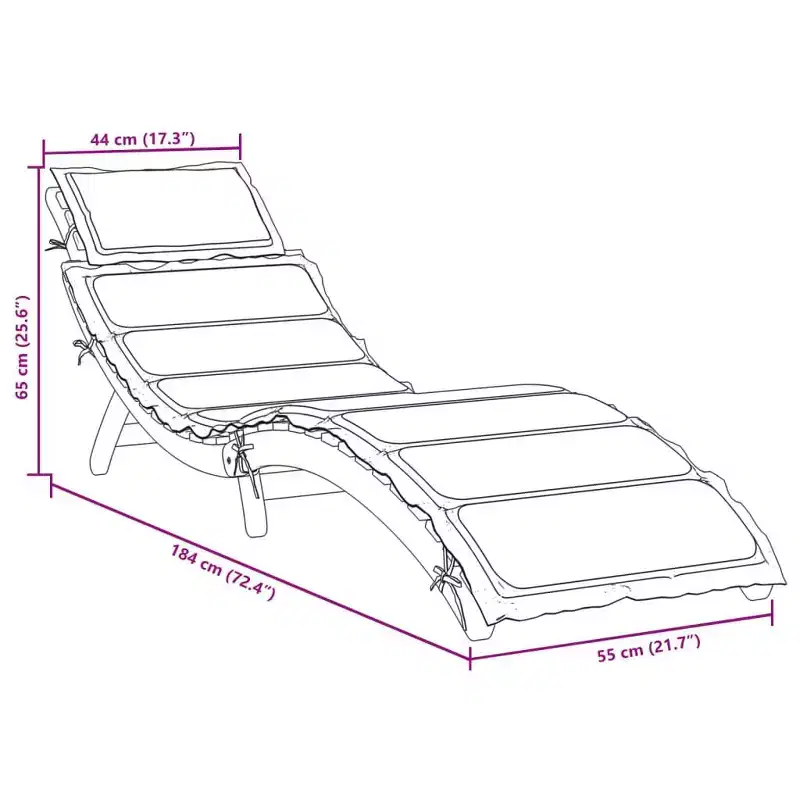 vidaXL Patio Sunlounger Set of 2 Red, Natural Solid Acacia Wood, Polyester