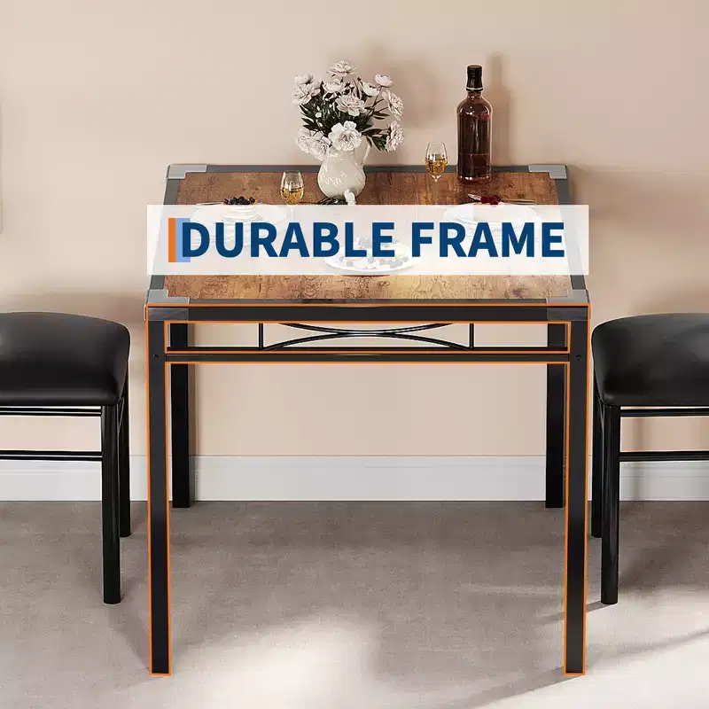 Dining Table Set for 4,with 4 Upholstered Chairs,5 Pcs Wood Kitchen Dining Room Table Set with Corner Protector for Kitchen,Apartment,Small Space