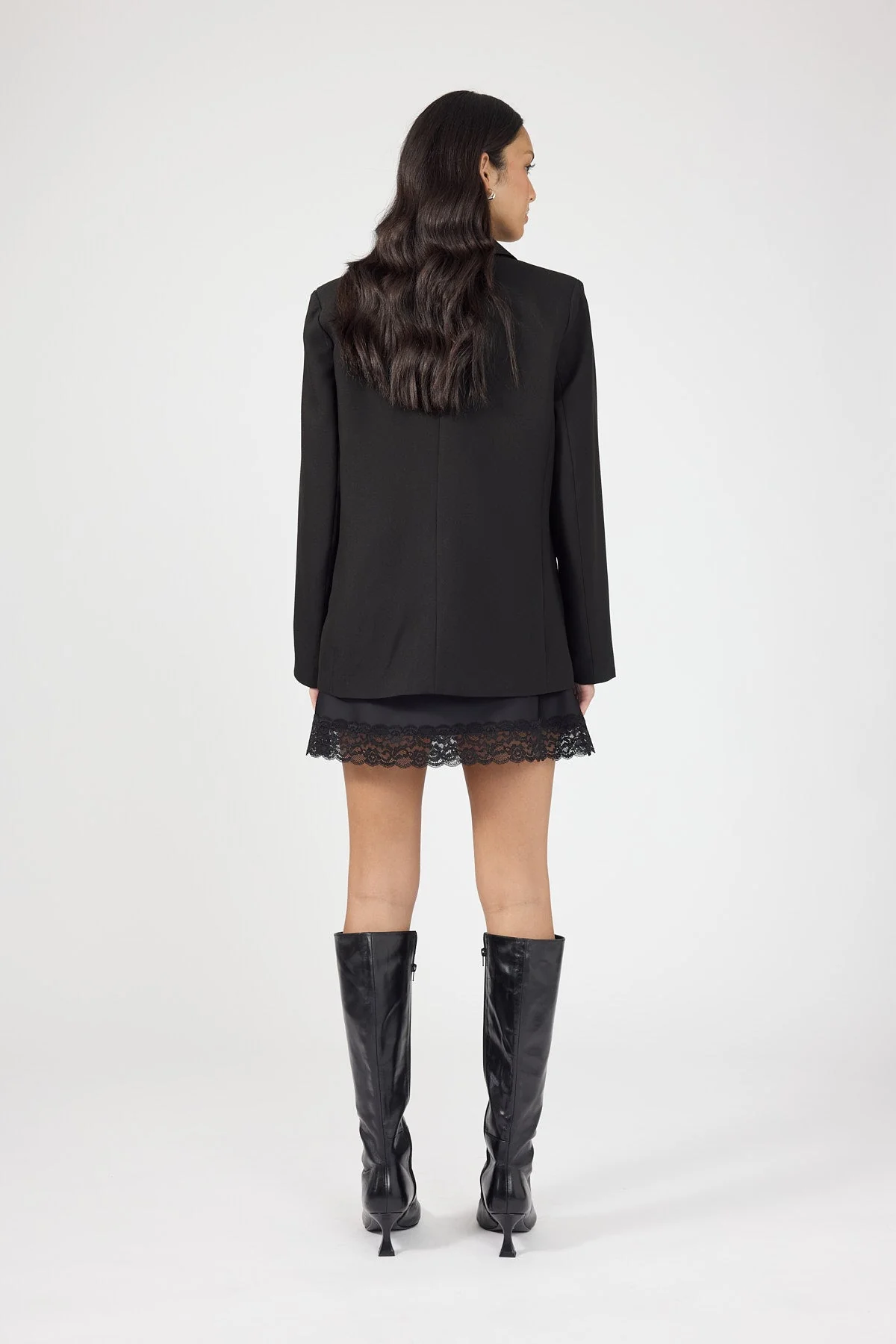 High Rise Lace Mini Skirt Black