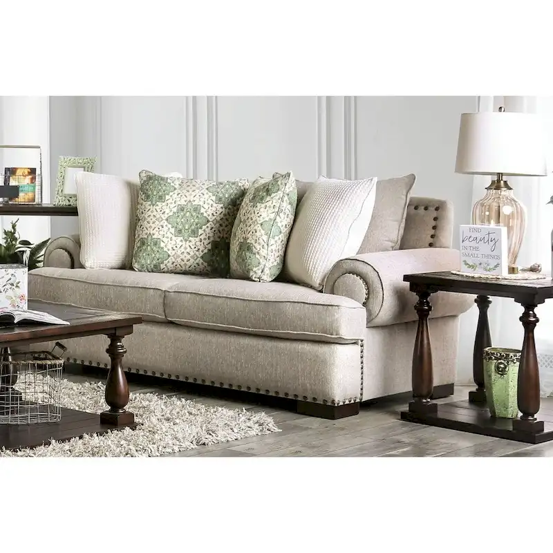 Furniture of America Jula Traditional Linen 2-piece Sofa Set