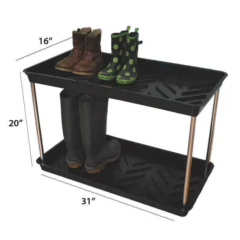 Two-Tier Black Boot Tray, Recycled Polypropylene