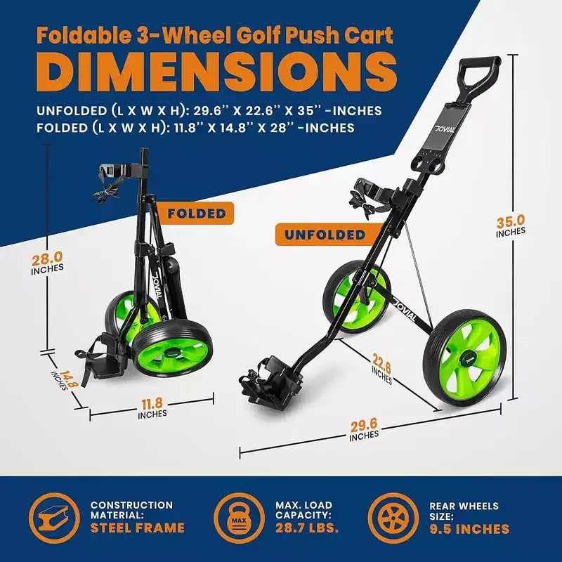 Foldable 2-Wheel Golf Pull Cart for Easy Transport with Aluminum Frame, Elastic Strap, Compact Design, Lightweight and Durable