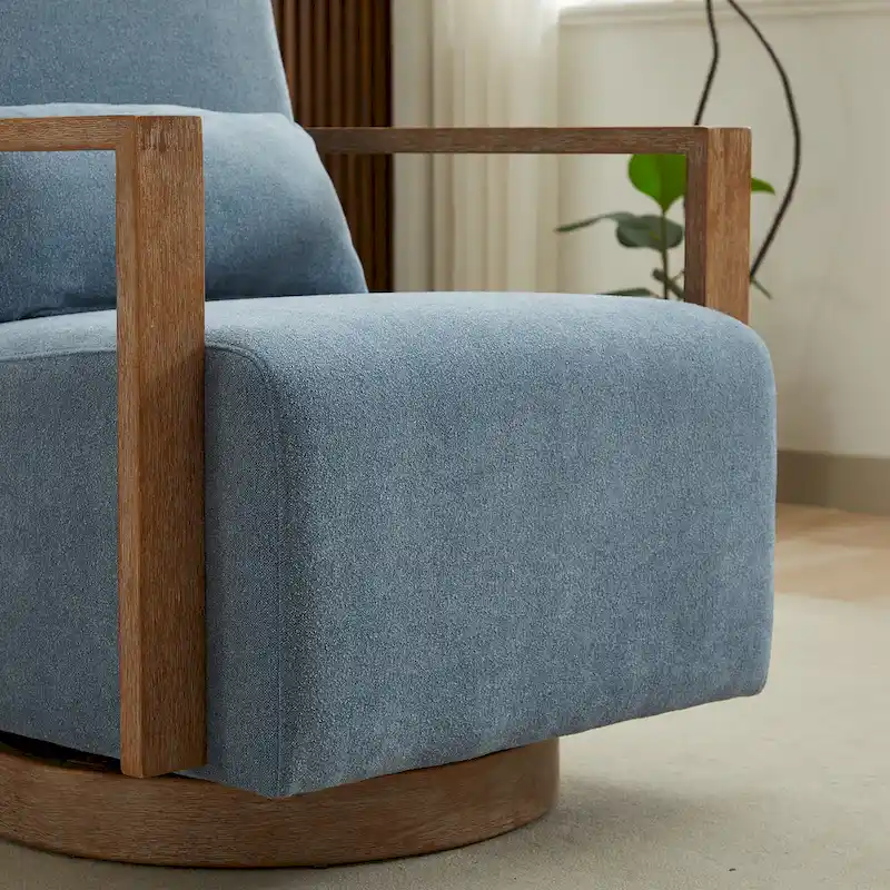 30.31 Linen Blend Upholstered 360 Swivel Accent Chair