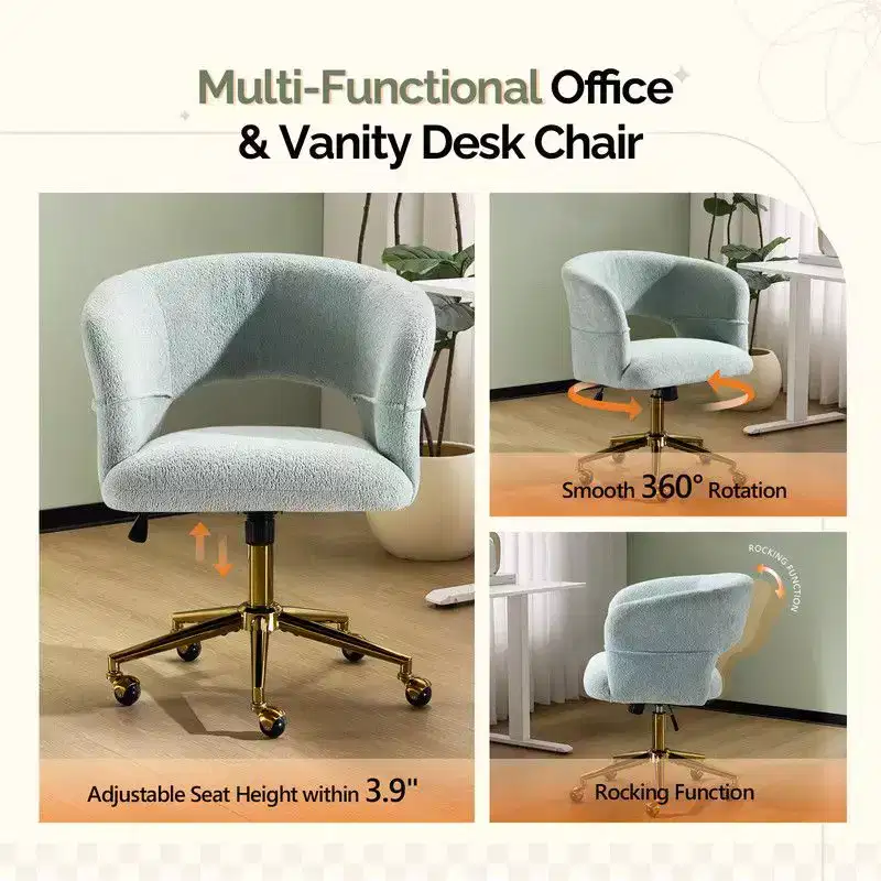 | 25.1 Inch Velvet Ring Backrest Swivel Office Chair
