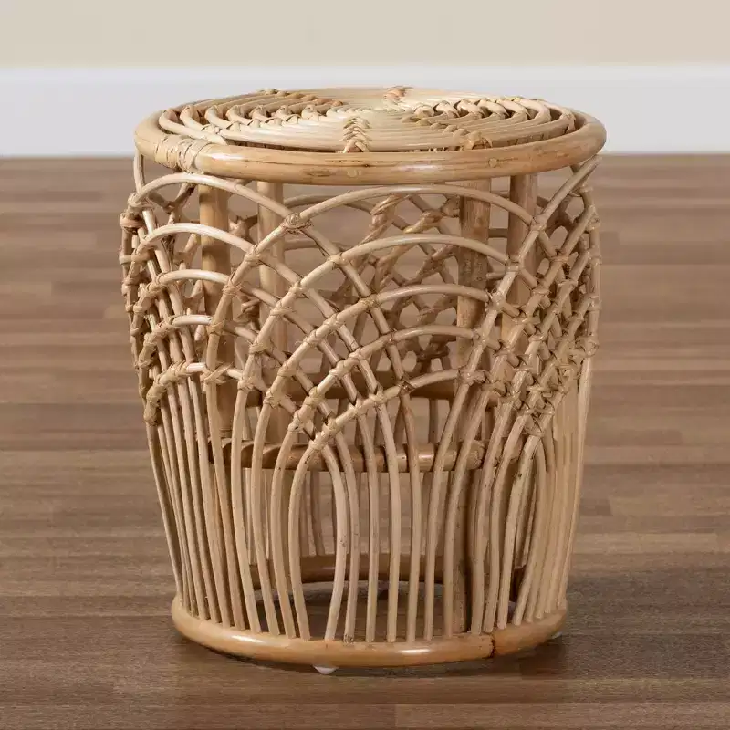 Edena Rattan End Table Natural/Brown - bali & pari: Bohemian Style, No Assembly Required