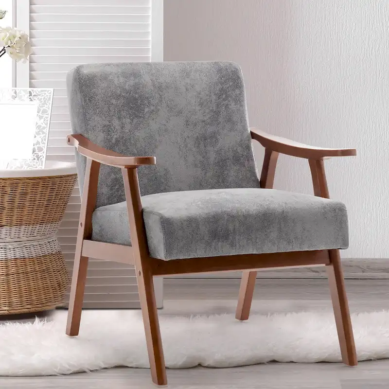 Extra-Thick Backrest Accent Chair with Solid Wood Frame
