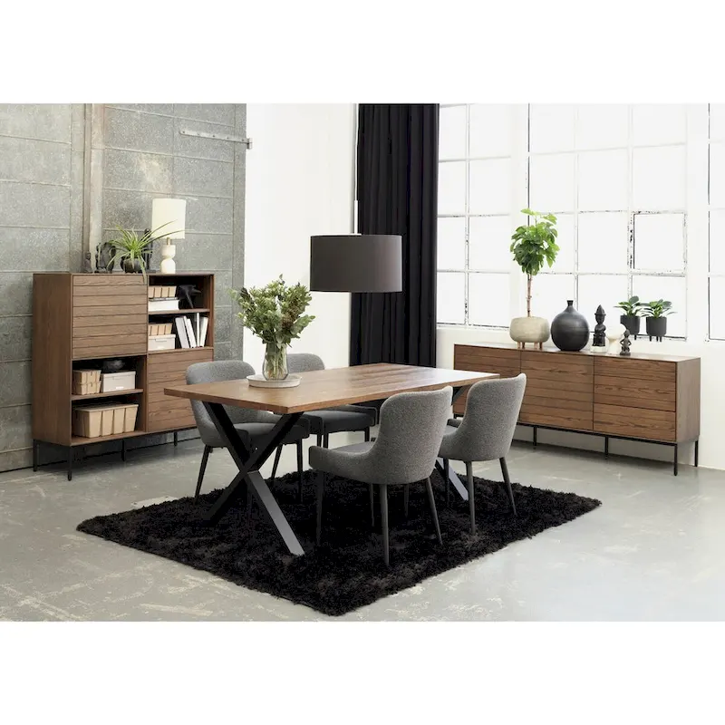 Rye Studio Boucle Dining Chairs with Black Steel Legs, Set of 2