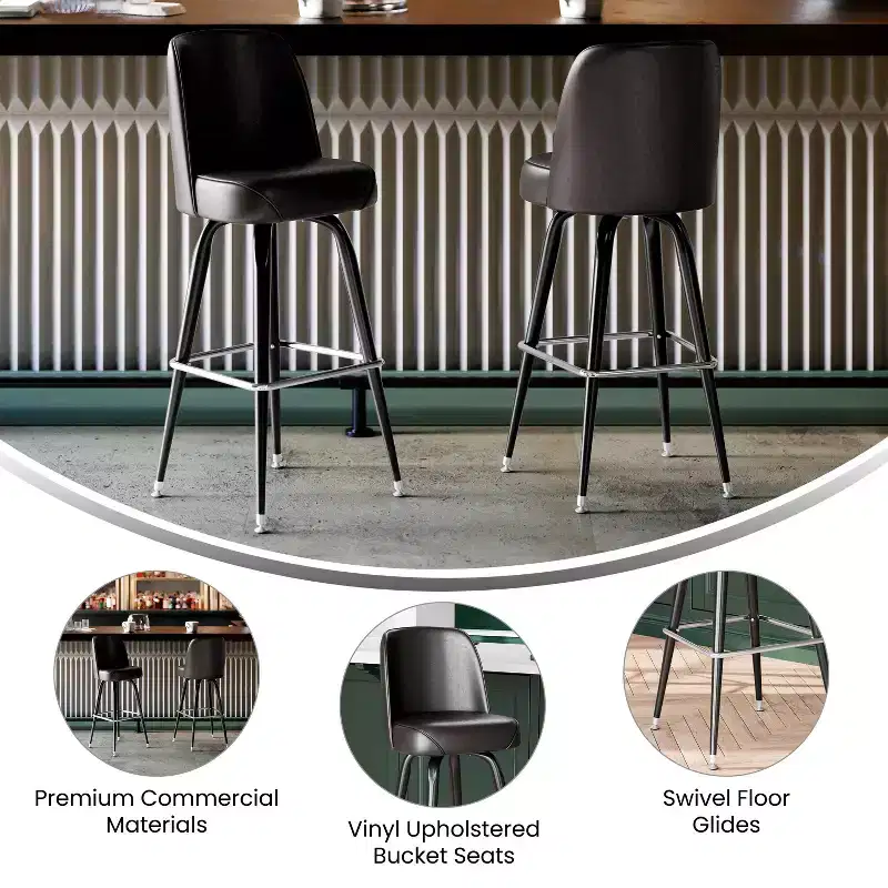 Emma and Oliver Metal Barstool with Swivel Bucket Seat