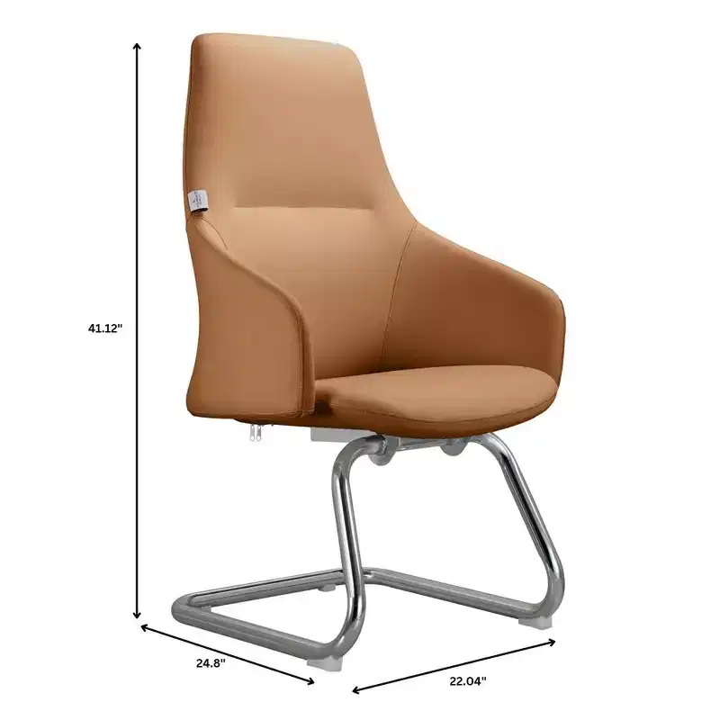 Ergonomic Faux Leather Office Chair Iron Sled Base Adjustable Height 330 lbs Capacity