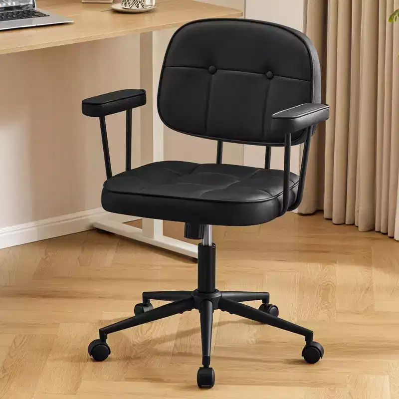 Home Office Chair with Padded Armrest, Mid Back Adjustable Height Rolling Swivel Executive Compact Task Chairs