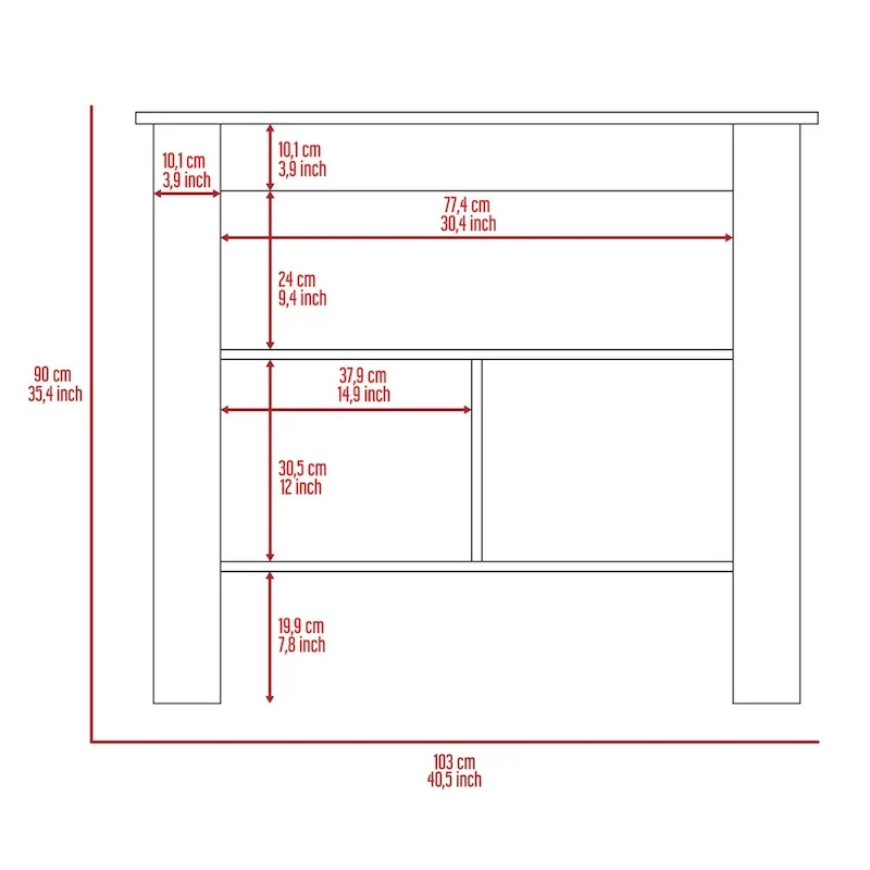 3-Shelf Kitchen Island White and Walnut