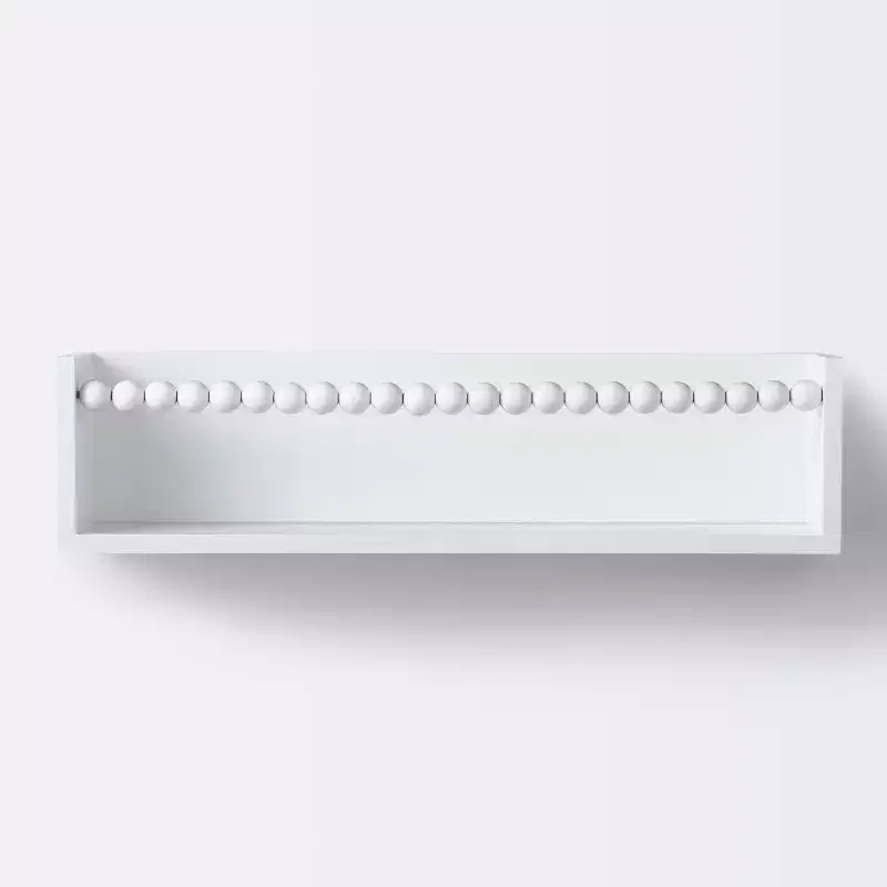 Beaded Decorative Wall Shelf - White, MDF Frame