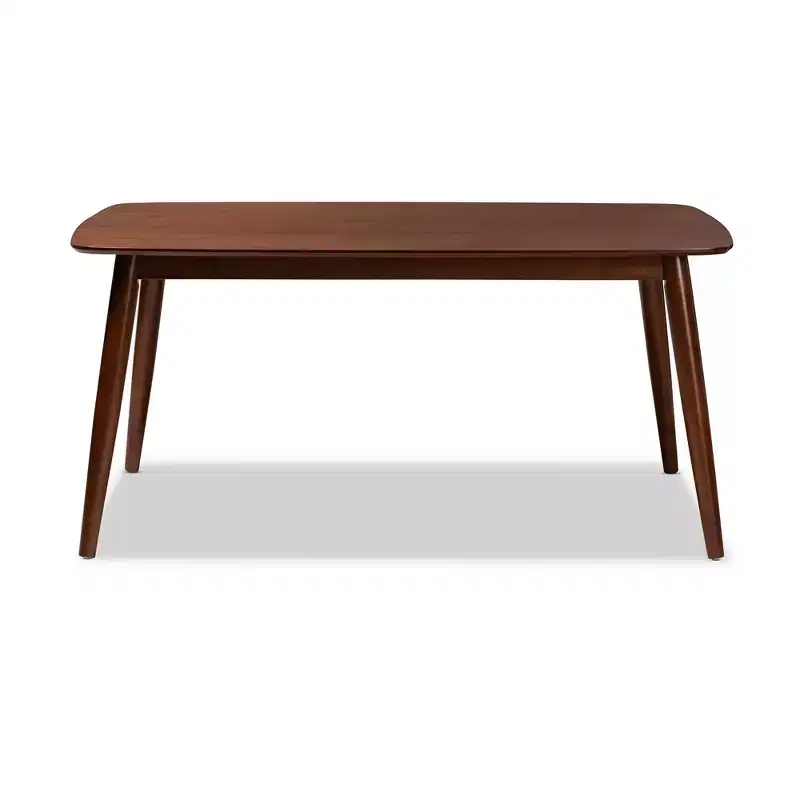 Edna Wood Dining Table Walnut - Baxton Studio