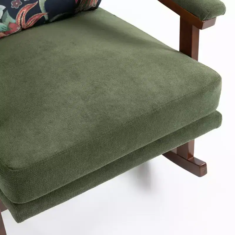 GDFStudio Ellowyn Mid Century Modern Wood Upholstered Accent Rocking Chair