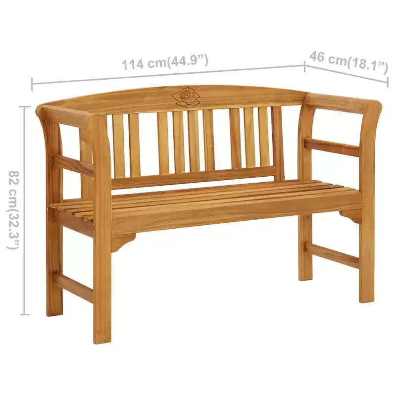 vidaXL Rose Bench with Cushion Cream White 44.88 x 18.11 x 32.48 in