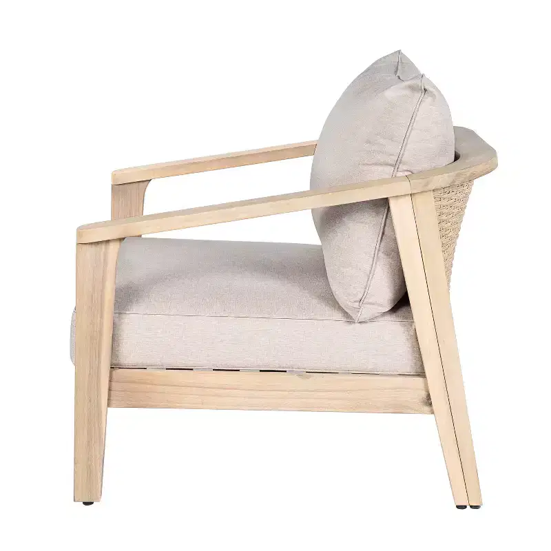 Christopher Knight Home Valentina Modern Acacia Wood Patio Club Chair with Cushion and Wicker Design