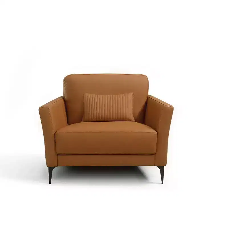 40-Inch Tussio Accent Chair - Saddle Tan Leather, Bolster Cushions