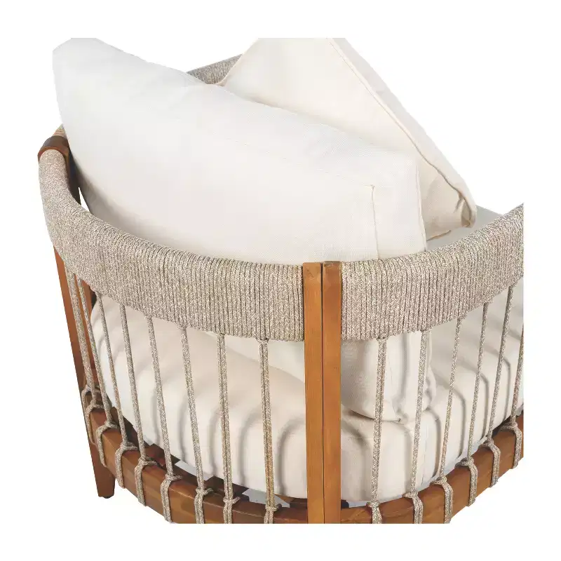 Christopher Knight Home Clifton Patio Rustic Acacia and Rope Upholstered Club Chair with Curved Back