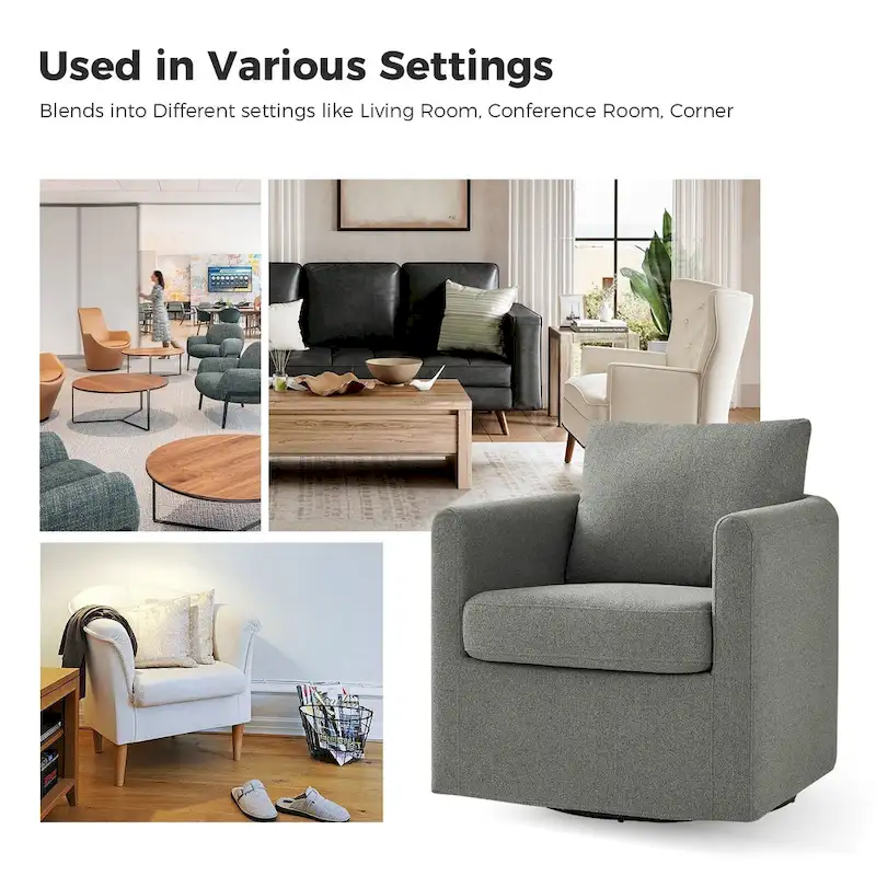 Erkenbald Modern 360-Degree Swivel Chair with Removable Slipcover by HULALA HOME