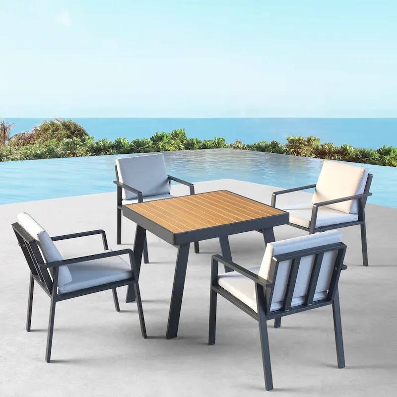 HIGOLD Nofi 5 Pieces Aluminum Patio Dining Set Matte Charcoal