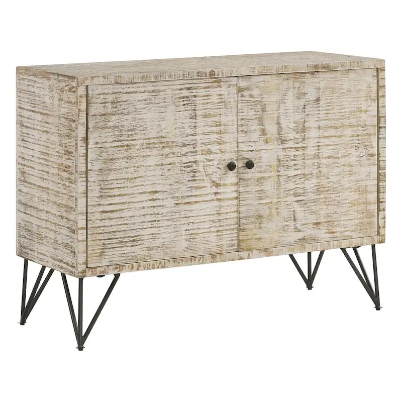 Komomo White Washed 1-Adjustable Shelf Accent Cabinet